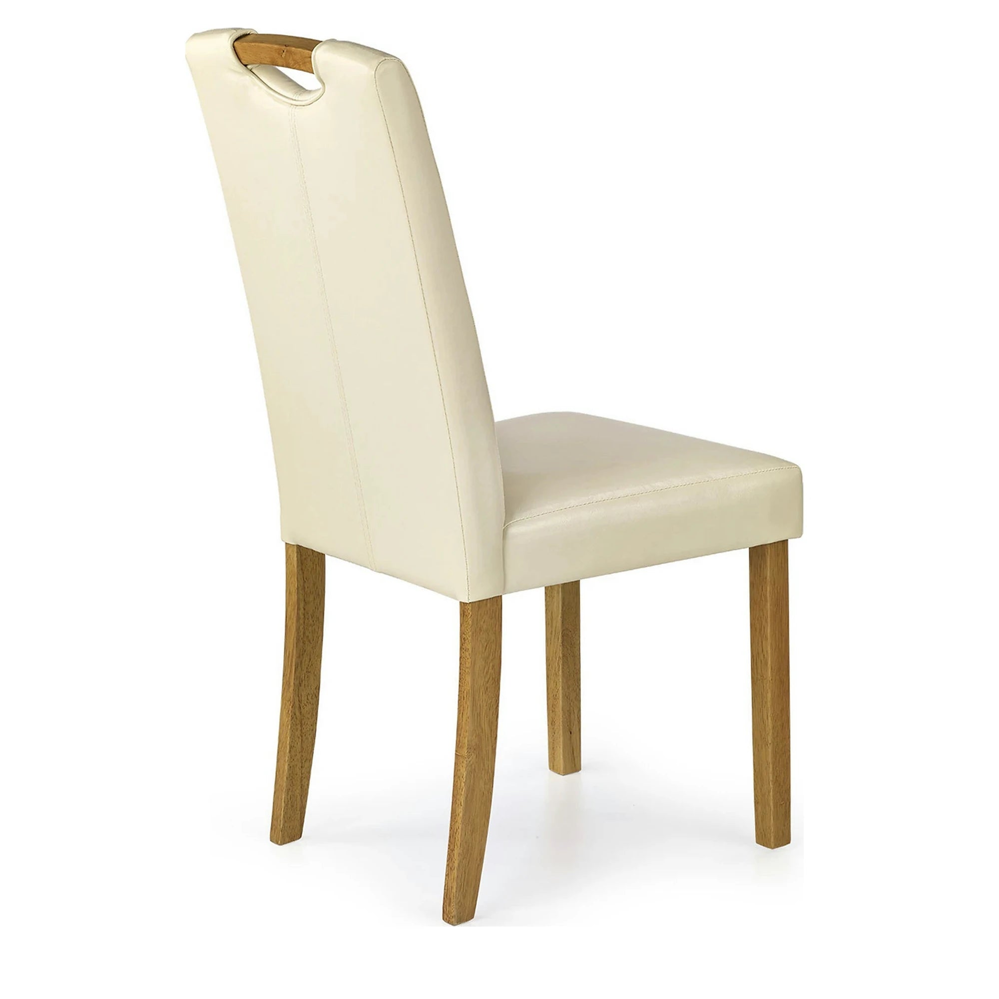 Scaun living Caro, crem/fag, piele ecologica/lemn de cauciuc, 42x58x96 cm