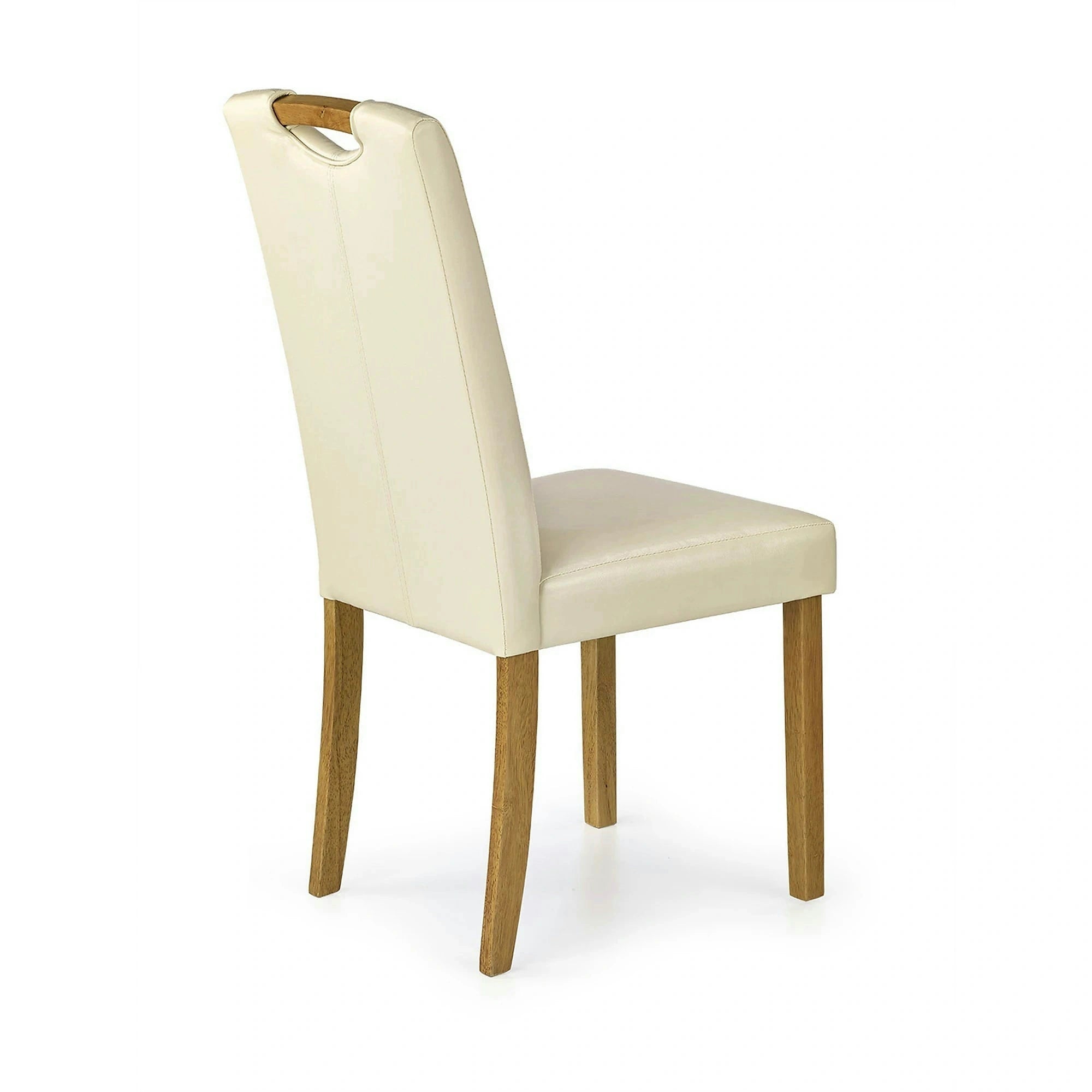 Scaun living Caro, crem/fag, piele ecologica/lemn de cauciuc, 42x58x96 cm