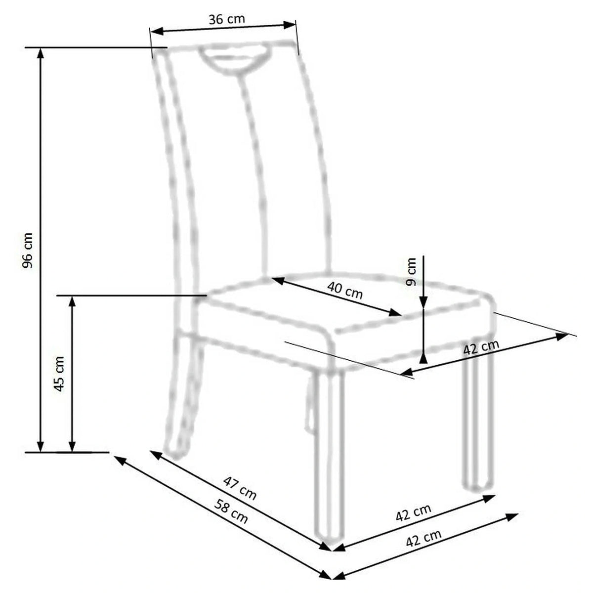 Scaun living Caro, crem/fag, piele ecologica/lemn de cauciuc, 42x58x96 cm