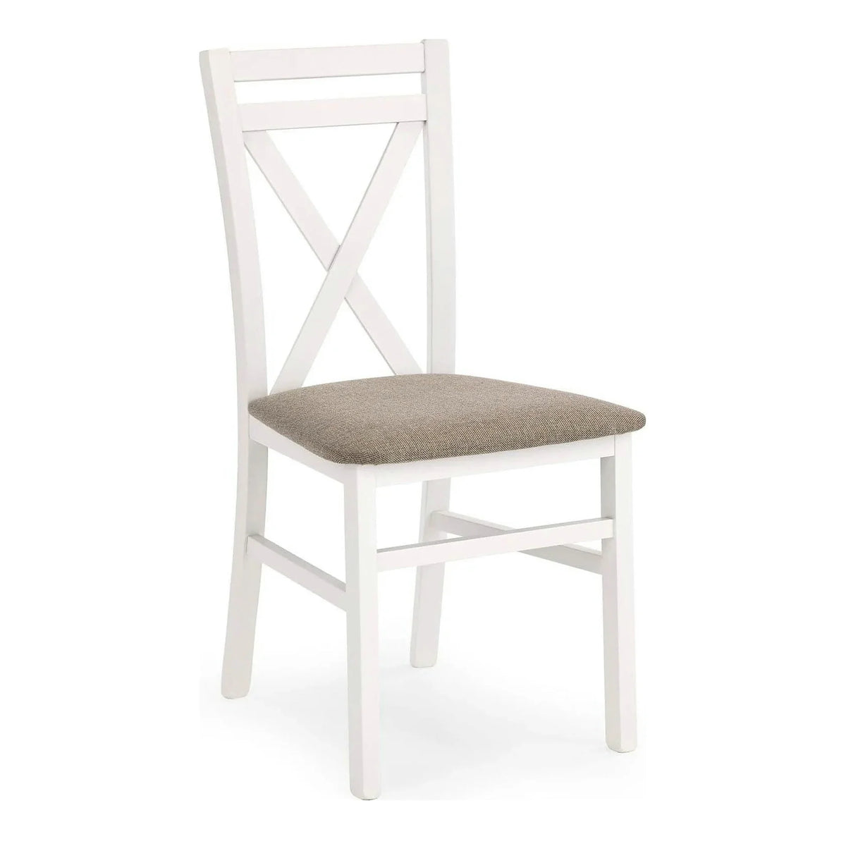 Scaun living Dariusz, bej/alb, stofa clasica/lemn, 45X43X90 CM