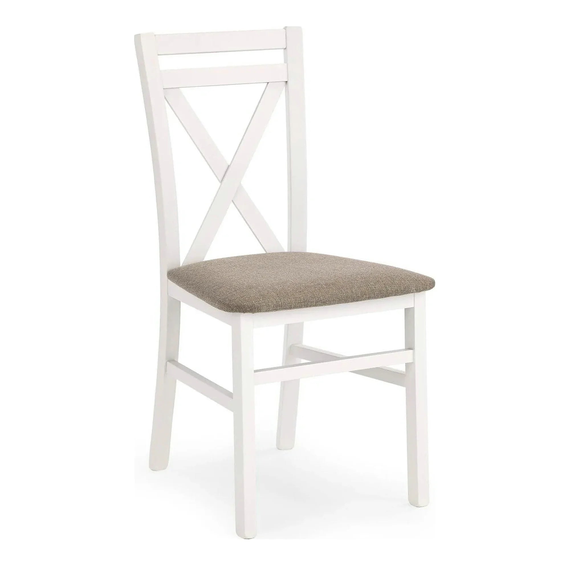 Scaun living Dariusz, bej/alb, stofa clasica/lemn, 45X43X90 CM