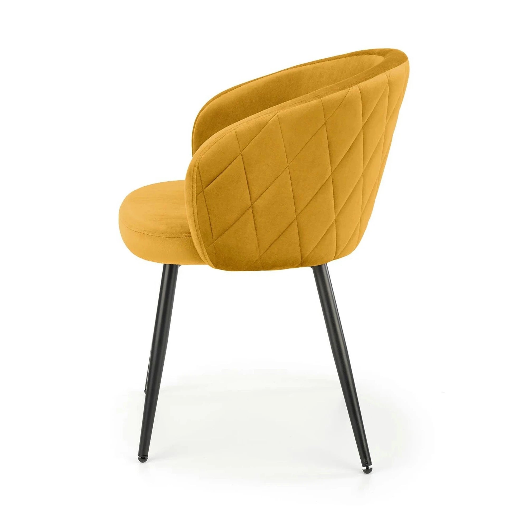 Scaun living galben K430, stofa catifelata/metal, 51x54x77 cm