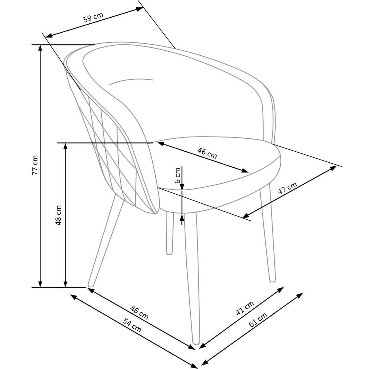 Scaun living galben K430, stofa catifelata/metal, 51x54x77 cm