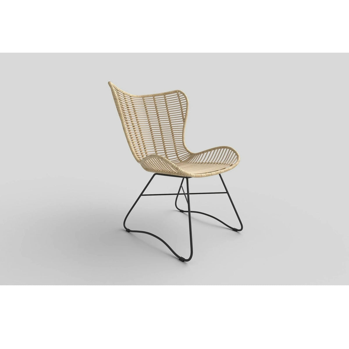 Scaun living Indiana, stejar/negru, ratan natural/metal, 69X70X103 CM