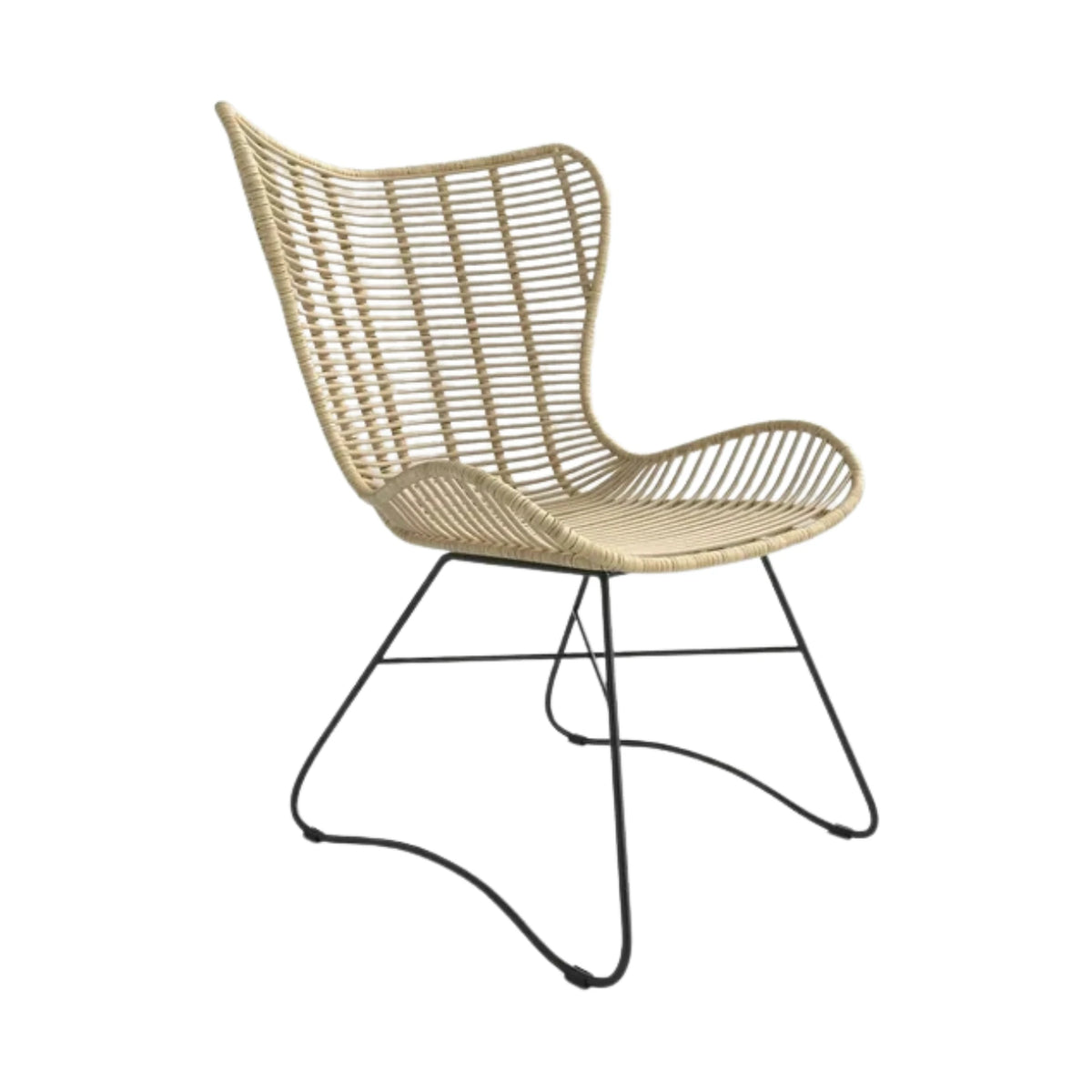 Scaun living Indiana, stejar/negru, ratan natural/metal, 69X70X103 CM