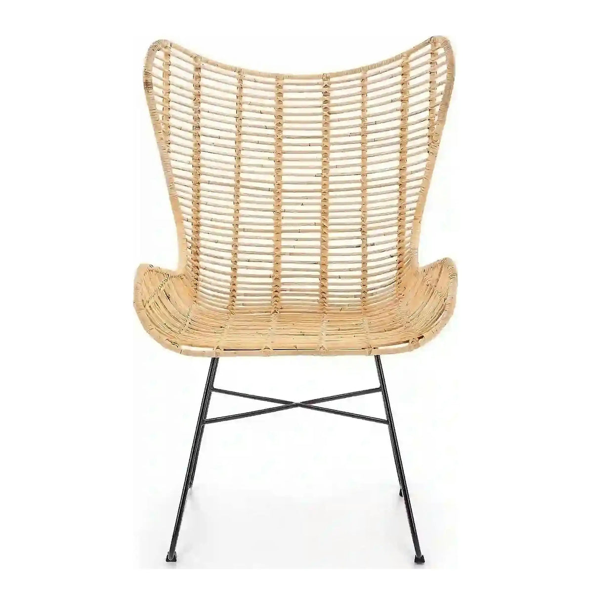 Scaun living Indiana, stejar/negru, ratan natural/metal, 69X70X103 CM