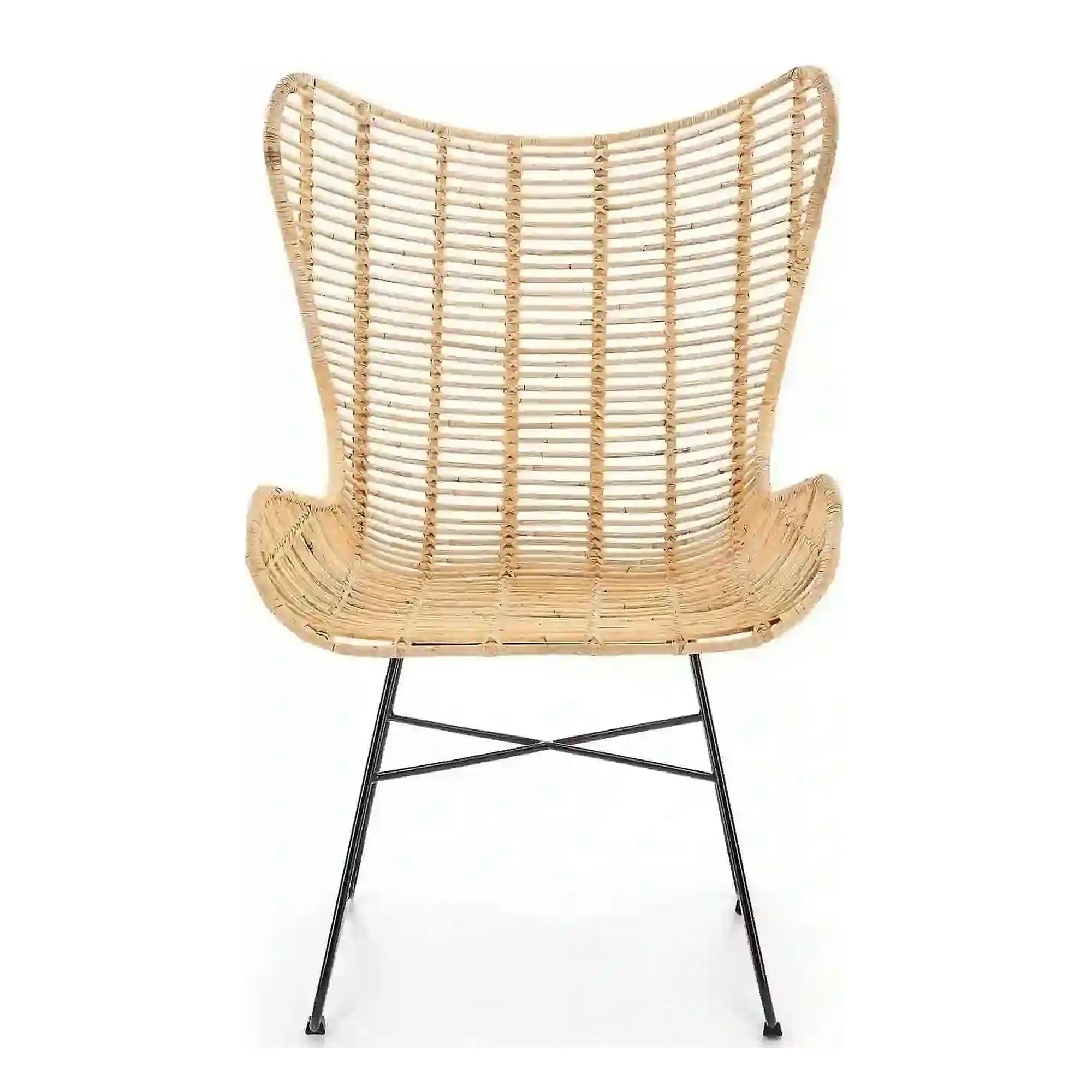 Scaun living Indiana, stejar/negru, ratan natural/metal, 69X70X103 CM