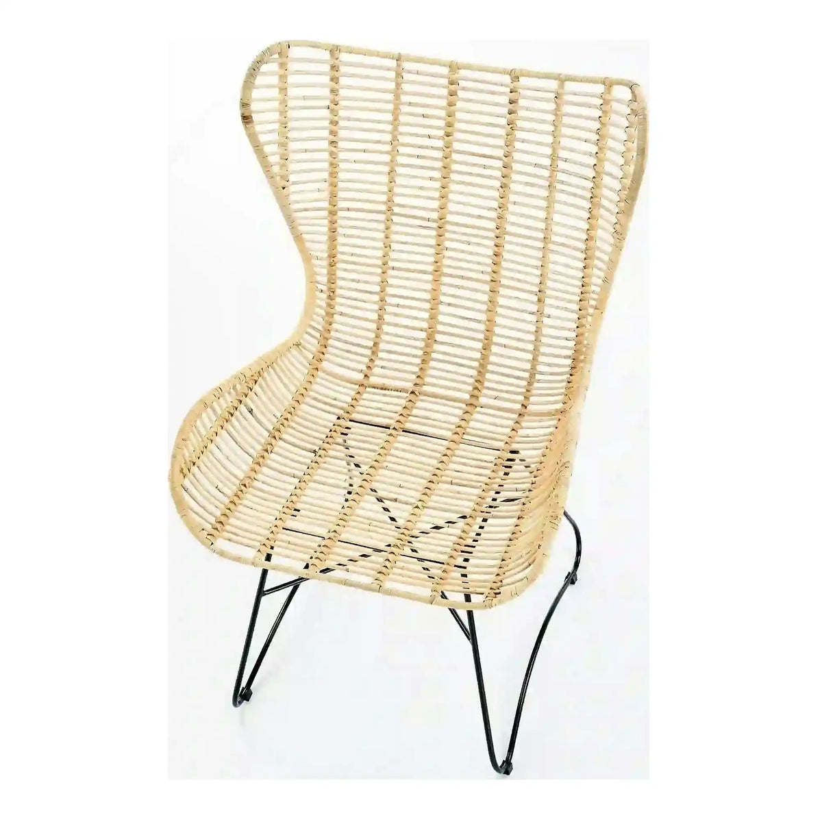 Scaun living Indiana, stejar/negru, ratan natural/metal, 69X70X103 CM