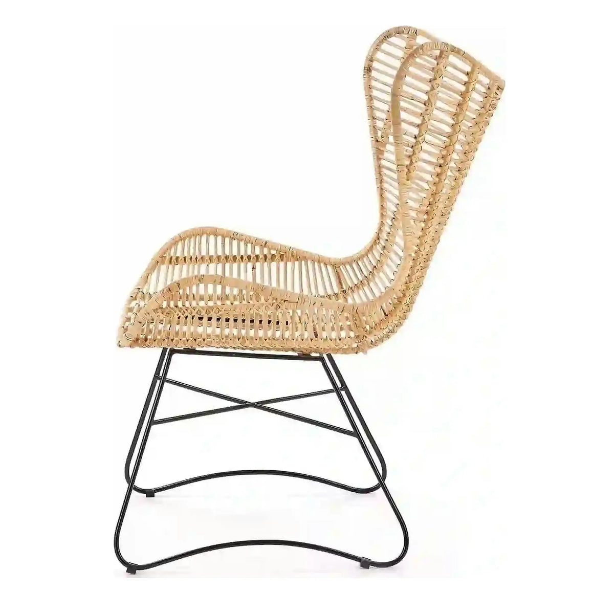 Scaun living Indiana, stejar/negru, ratan natural/metal, 69X70X103 CM