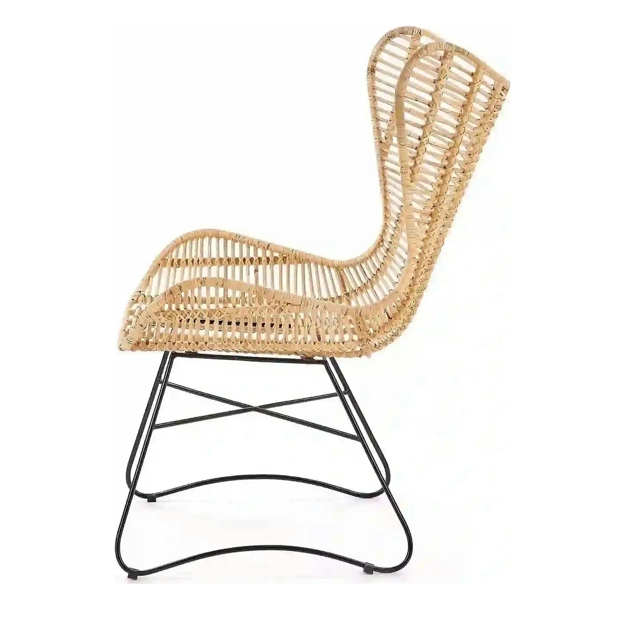 Scaun living Indiana, stejar/negru, ratan natural/metal, 69X70X103 CM