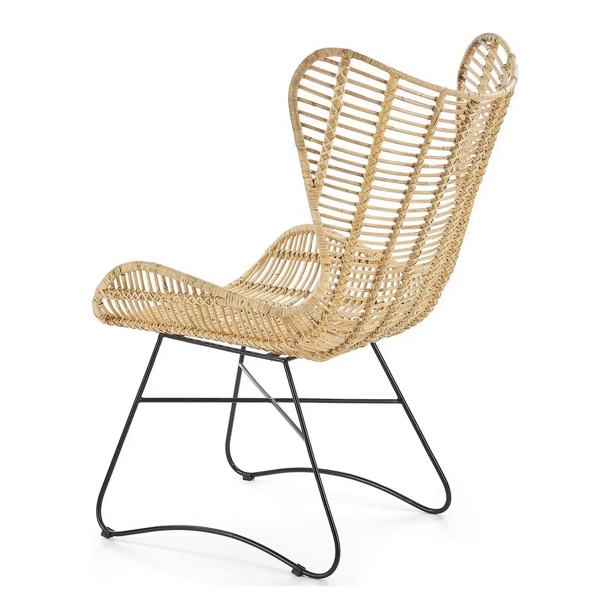 Scaun living Indiana, stejar/negru, ratan natural/metal, 69X70X103 CM