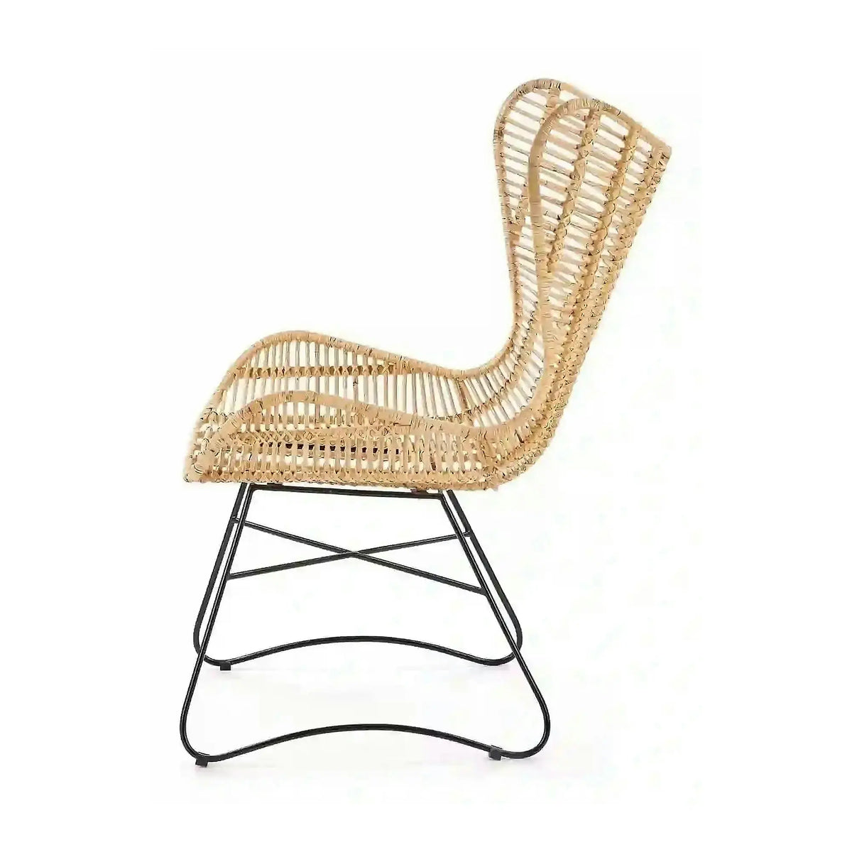 Scaun living Indiana, stejar/negru, ratan natural/metal, 69X70X103 CM