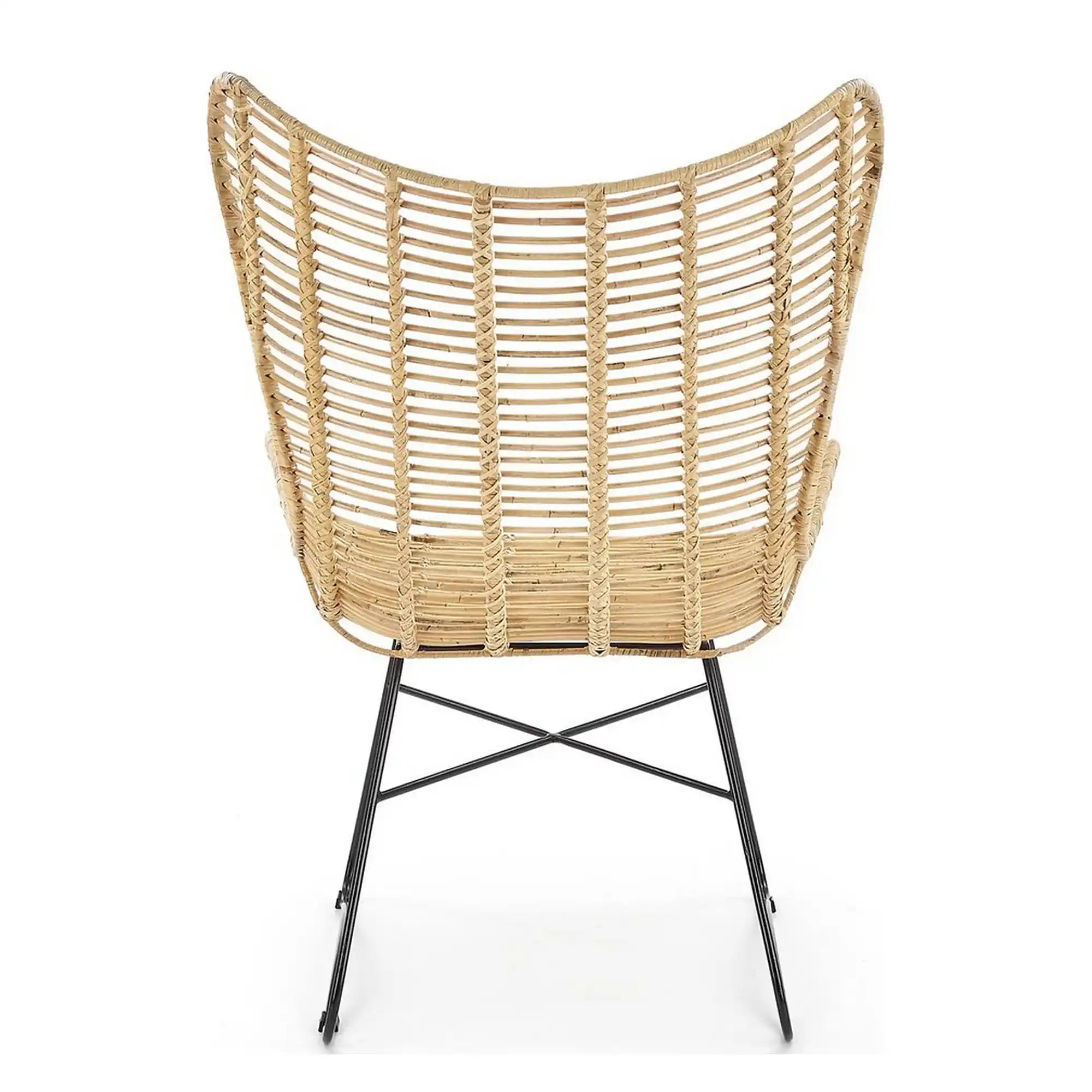 Scaun living Indiana, stejar/negru, ratan natural/metal, 69X70X103 CM