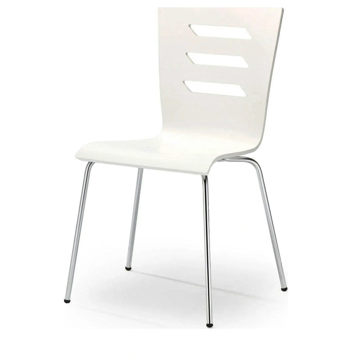 Scaun living K155, alb/crom, placaj indoit/metal, 43x47x85 cm