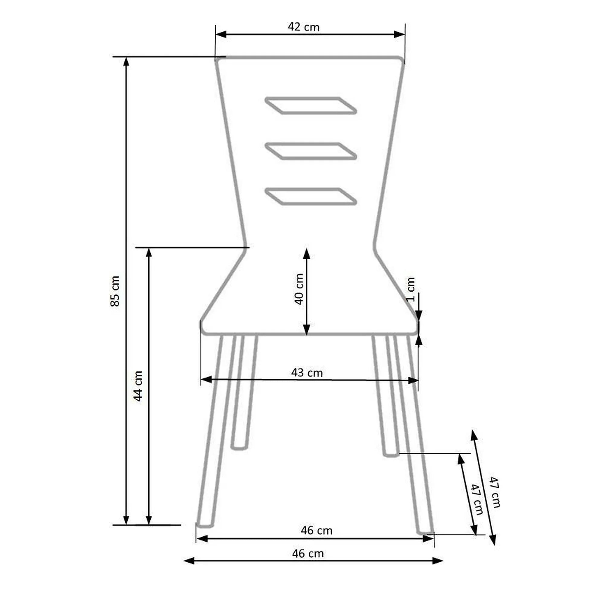 Scaun K155, alb/crom, placaj indoit/metal, 43x47x85 cm