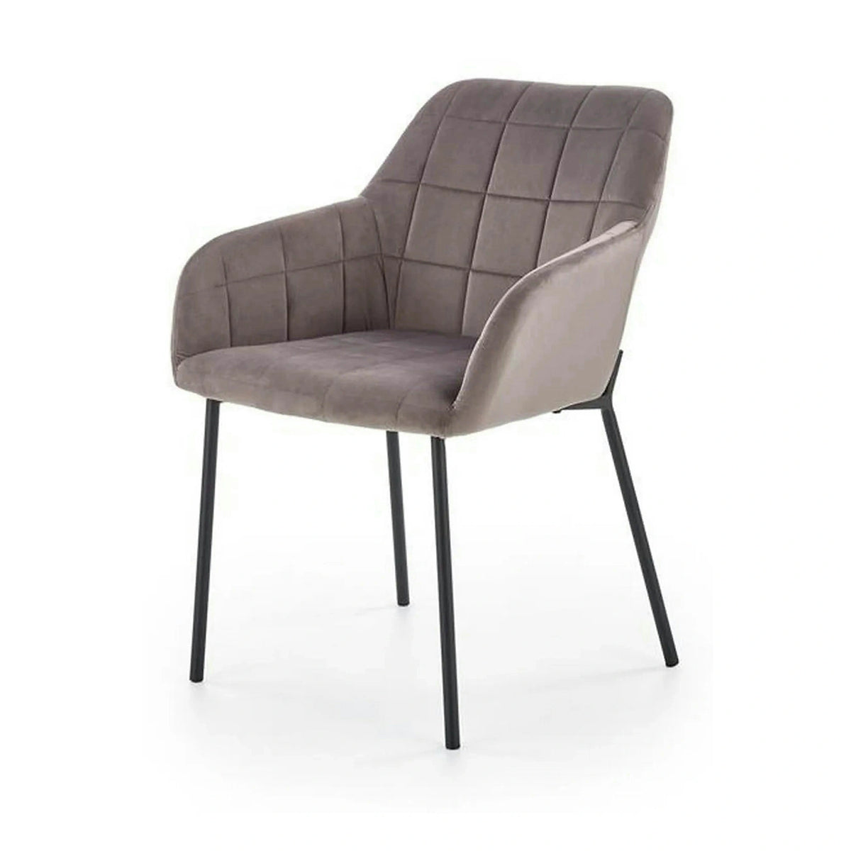 Scaun living K305, gri/negru, stofa catifelata/metal, 58x57x80 cm