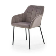 Scaun living K305, gri/negru, stofa catifelata/metal, 58x57x80 cm