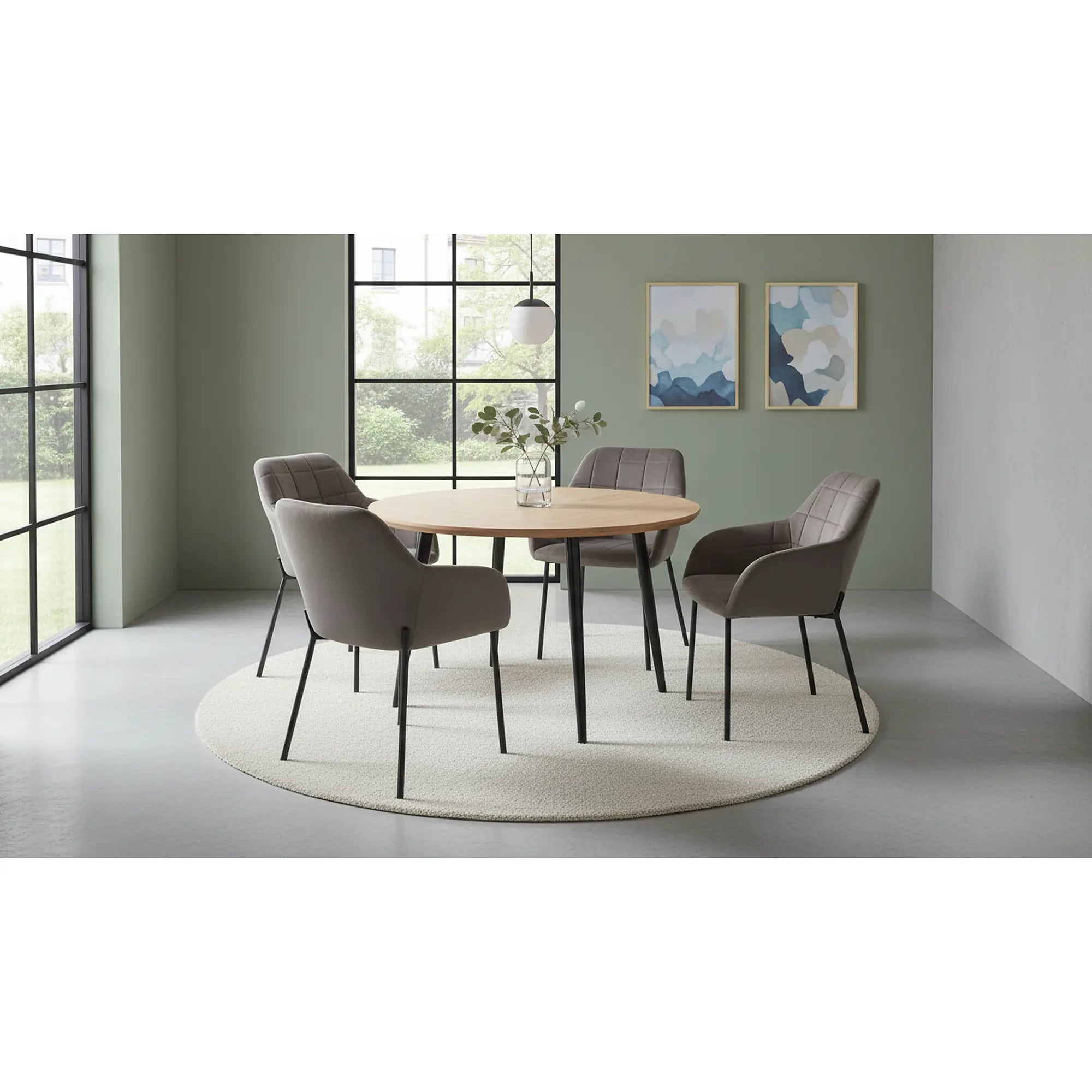 Scaun living K305, gri/negru, stofa catifelata/metal, 58x57x80 cm