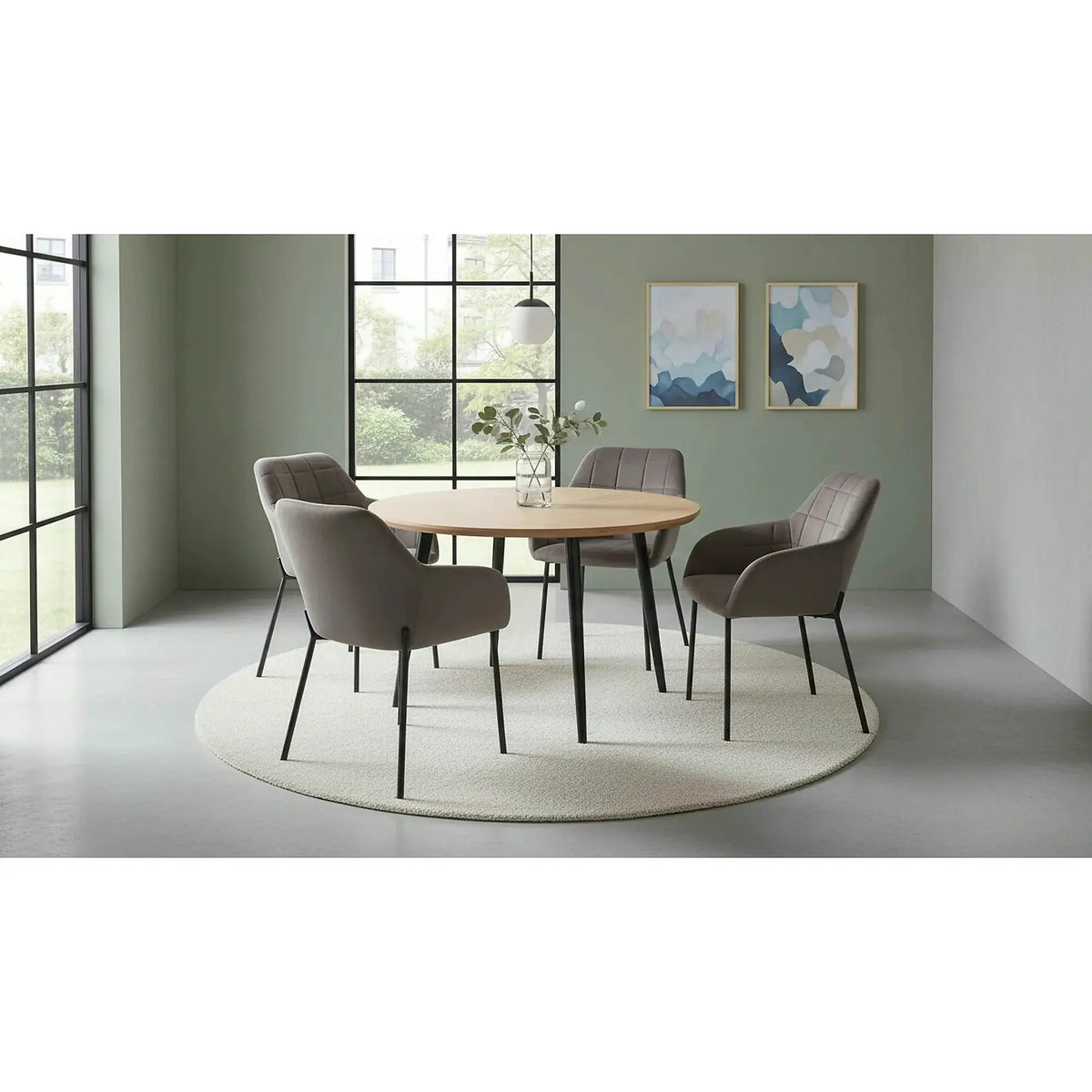 Scaun living K305, gri/negru, stofa catifelata/metal, 58x57x80 cm