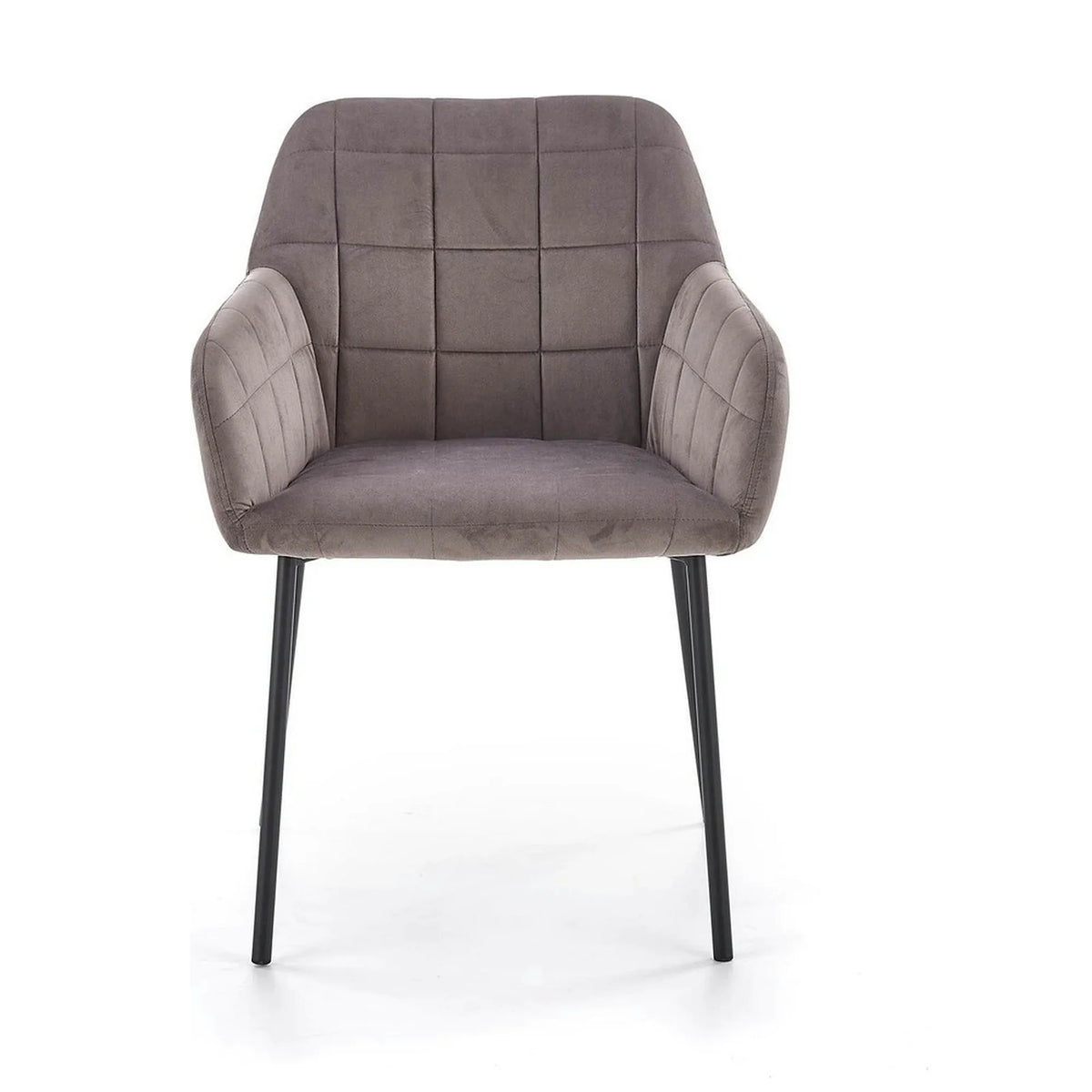 Scaun living K305, gri/negru, stofa catifelata/metal, 58x57x80 cm