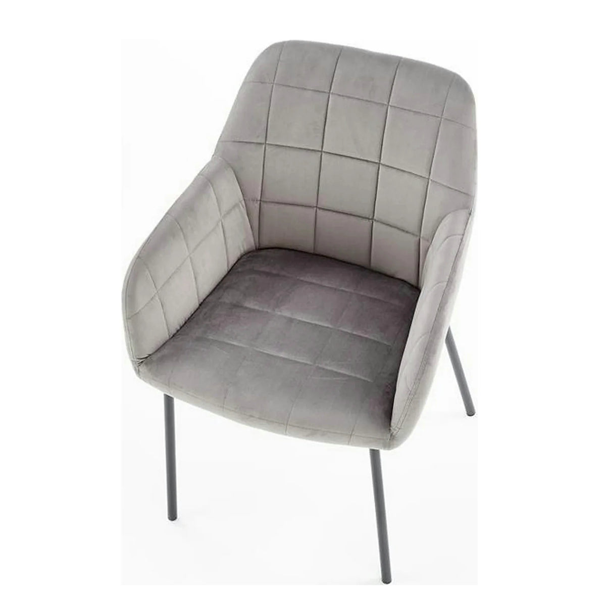 Scaun living K305, gri/negru, stofa catifelata/metal, 58x57x80 cm