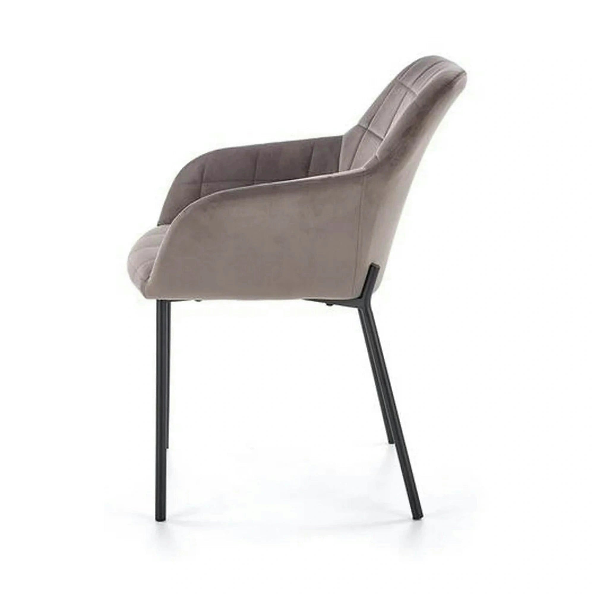 Scaun living K305, gri/negru, stofa catifelata/metal, 58x57x80 cm