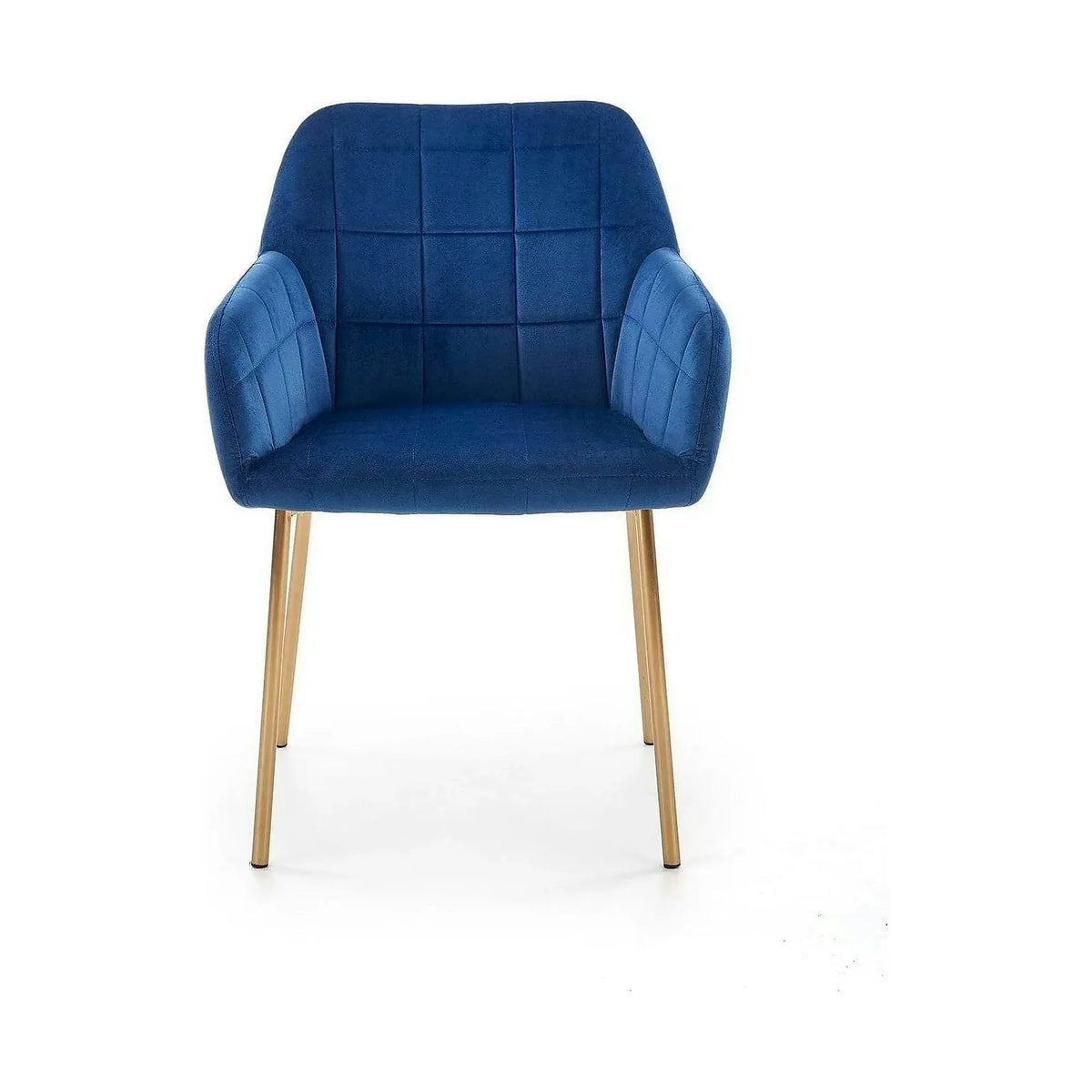 Scaun living K306, albastru marin/auriu, stofa catifelata/metal, 58x57x80 cm