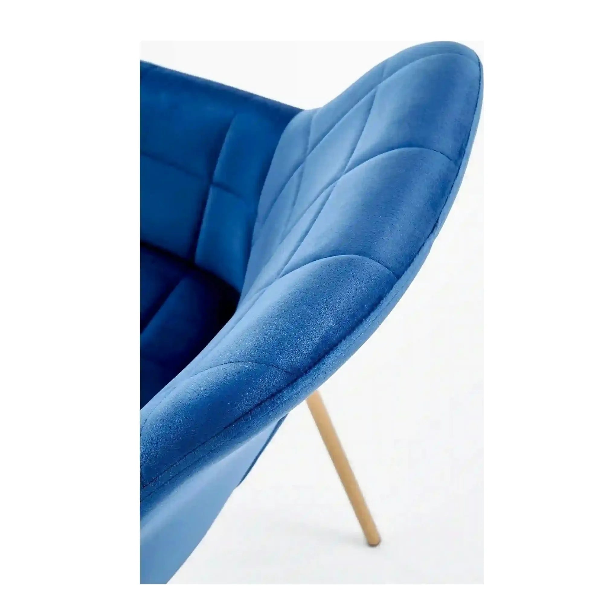 Scaun living K306, albastru marin/auriu, stofa catifelata/metal, 58x57x80 cm