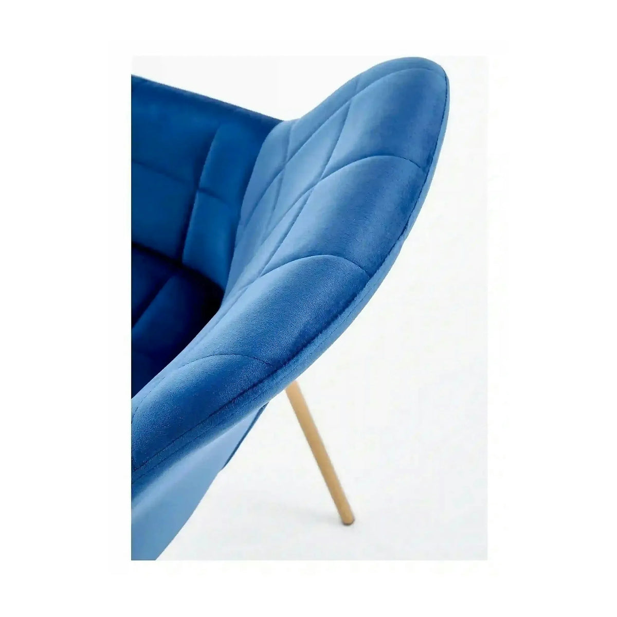 Scaun living K306, albastru marin/auriu, stofa catifelata/metal, 58x57x80 cm