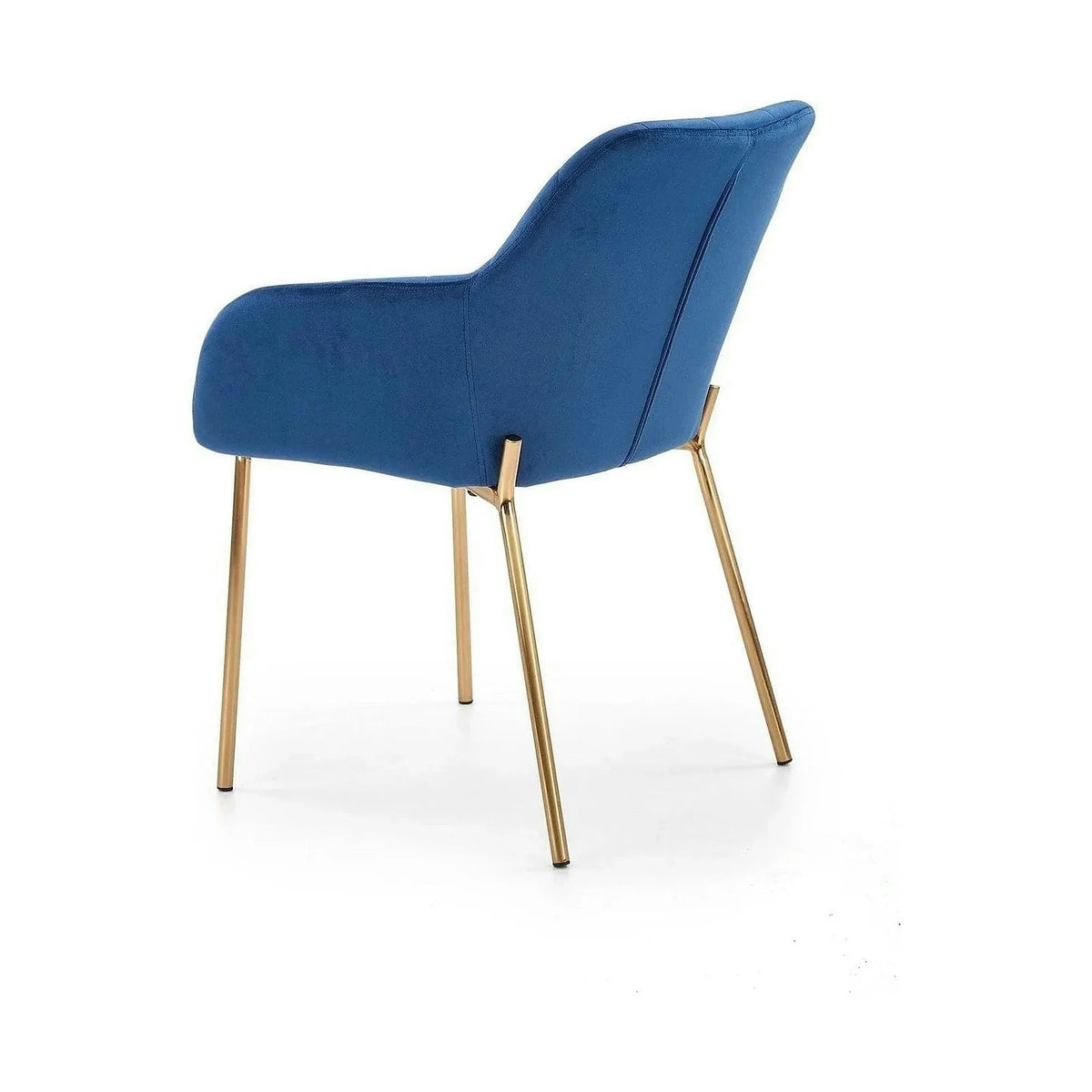 Scaun living K306, albastru marin/auriu, stofa catifelata/metal, 58x57x80 cm