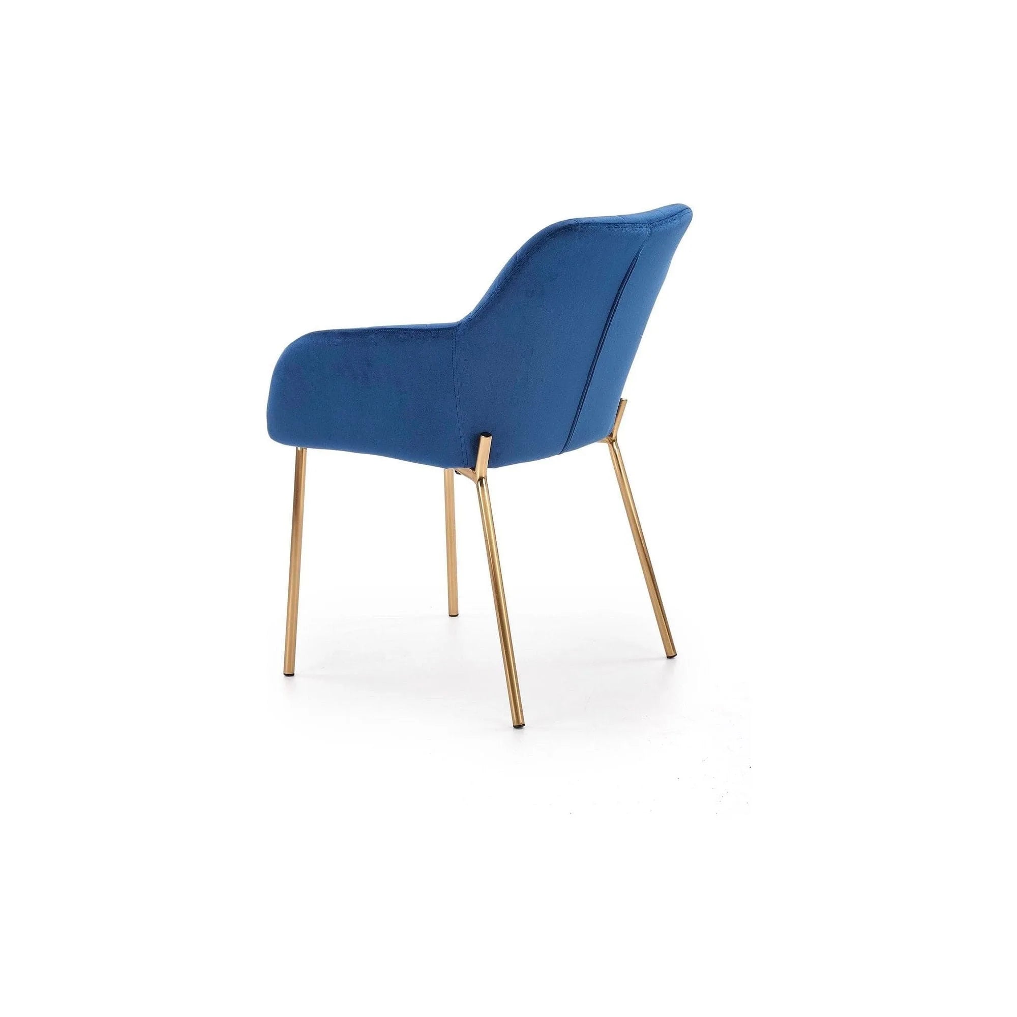 Scaun living K306, albastru marin/auriu, stofa catifelata/metal, 58x57x80 cm