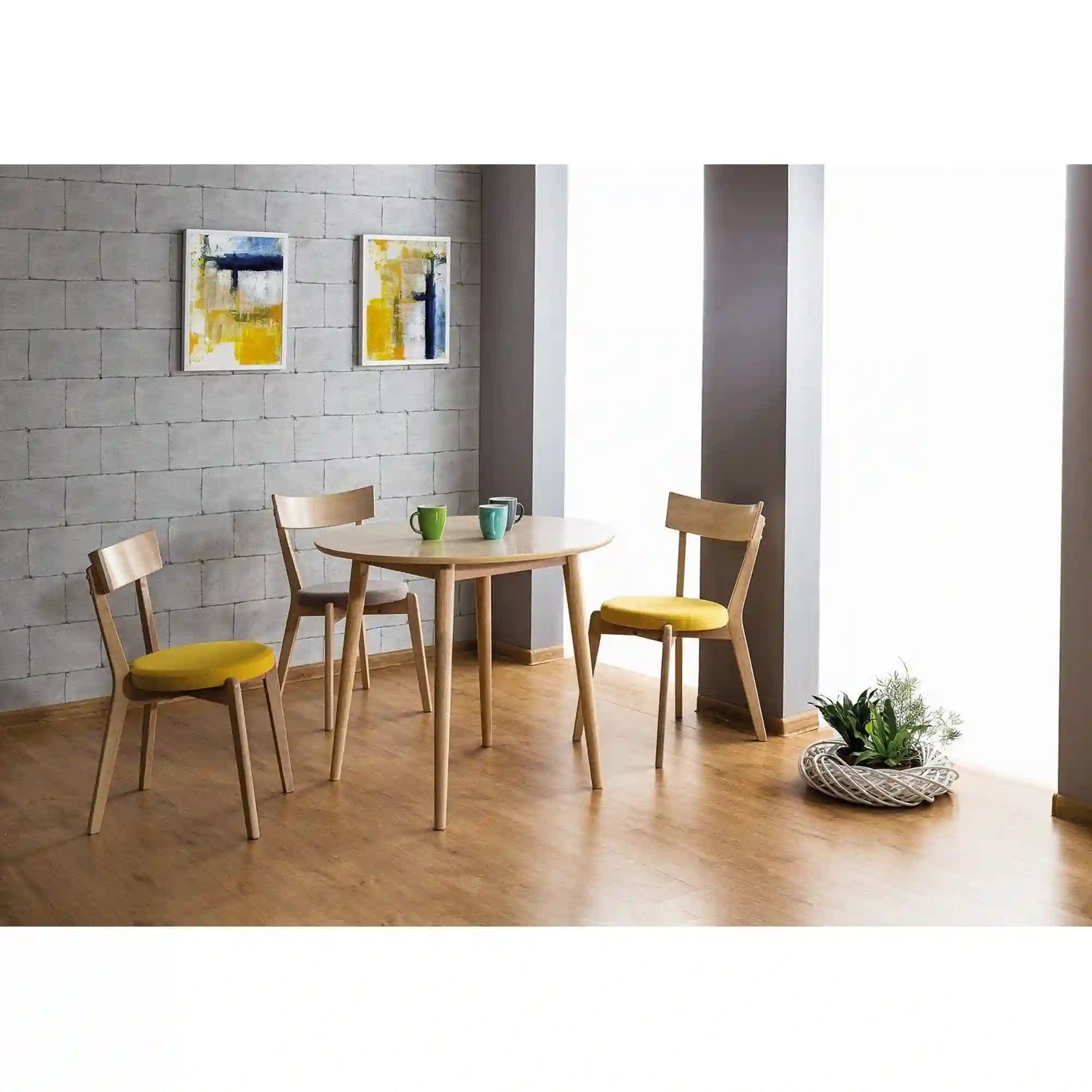Scaun living Nelson, gri/stejar, stofa/lemn, 44X40X78 cm