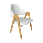 Scaun living piele ecologica K247, alb/stejar, metal, 51x51x80 cm