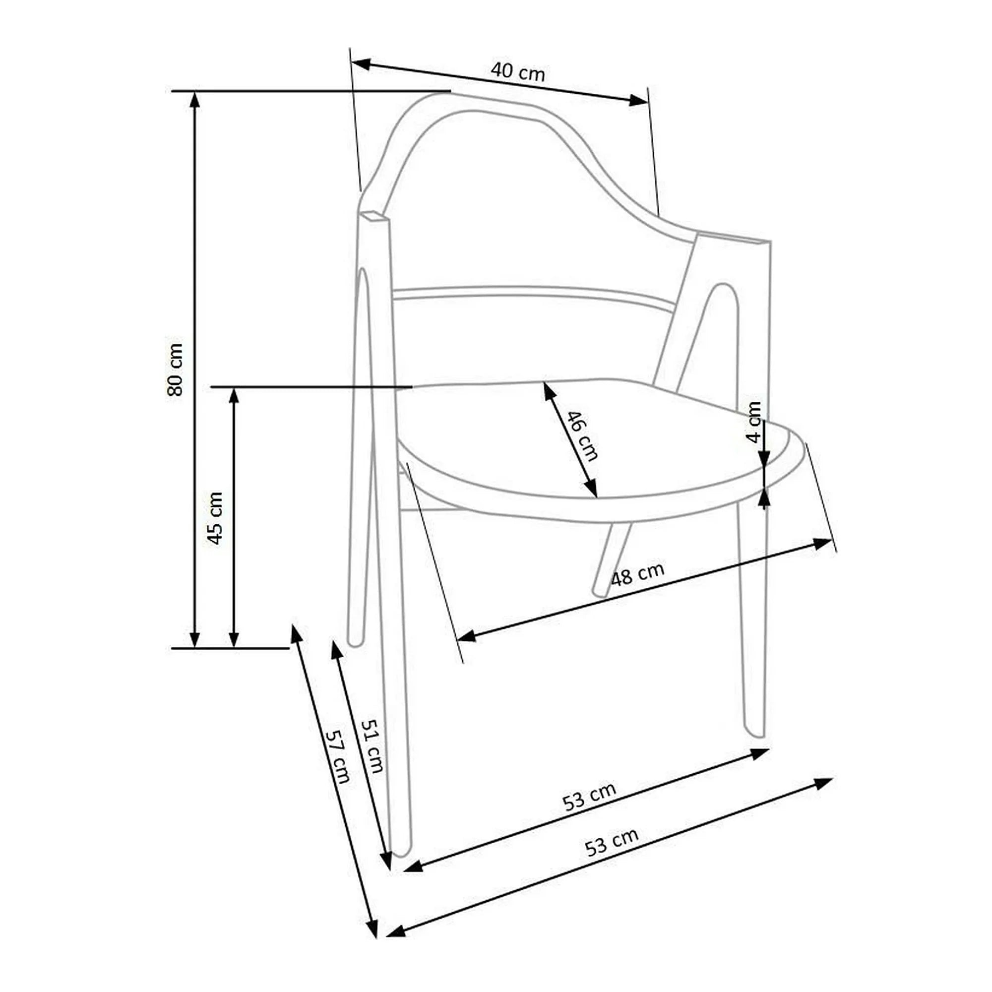 Scaun living piele ecologica K247, alb/stejar, metal, 51x51x80 cm