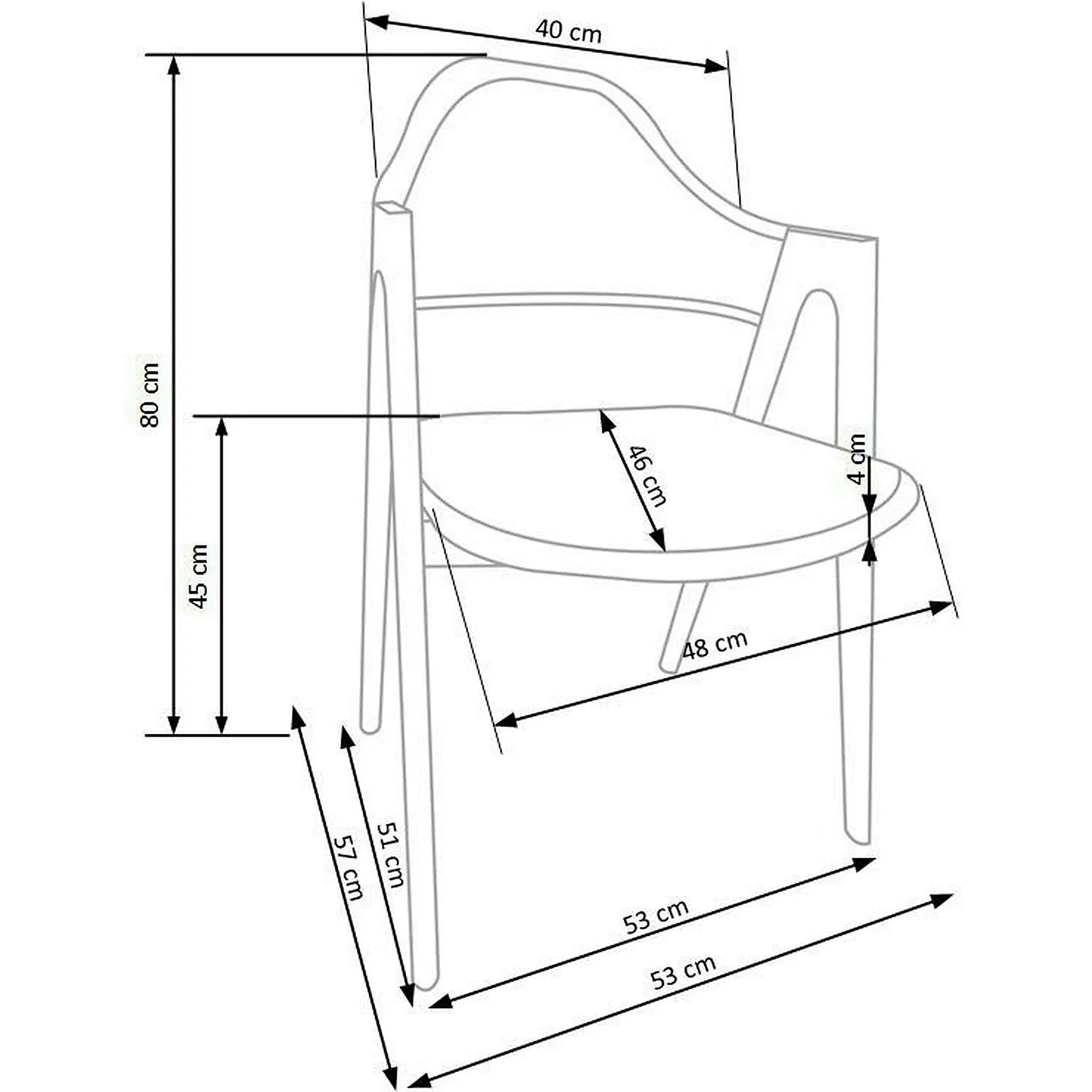 Scaun living piele ecologica K247, alb/stejar, metal, 51x51x80 cm