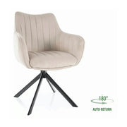 Scaun living rotativ AZALIA, bej deschis/negru, stofa catifelata/metal, 61x58x86 cm