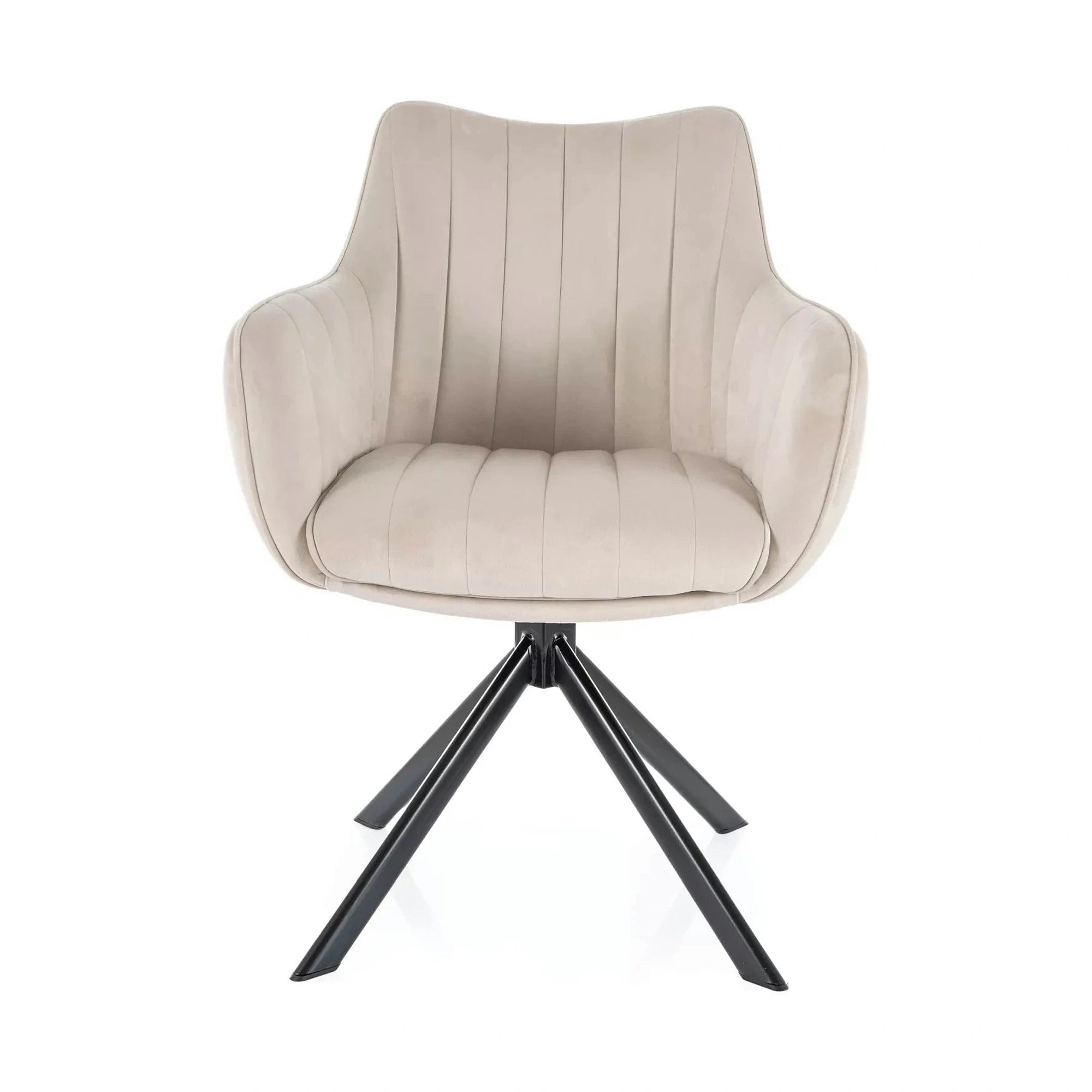 Scaun living rotativ AZALIA, bej deschis/negru, stofa catifelata/metal, 61x58x86 cm