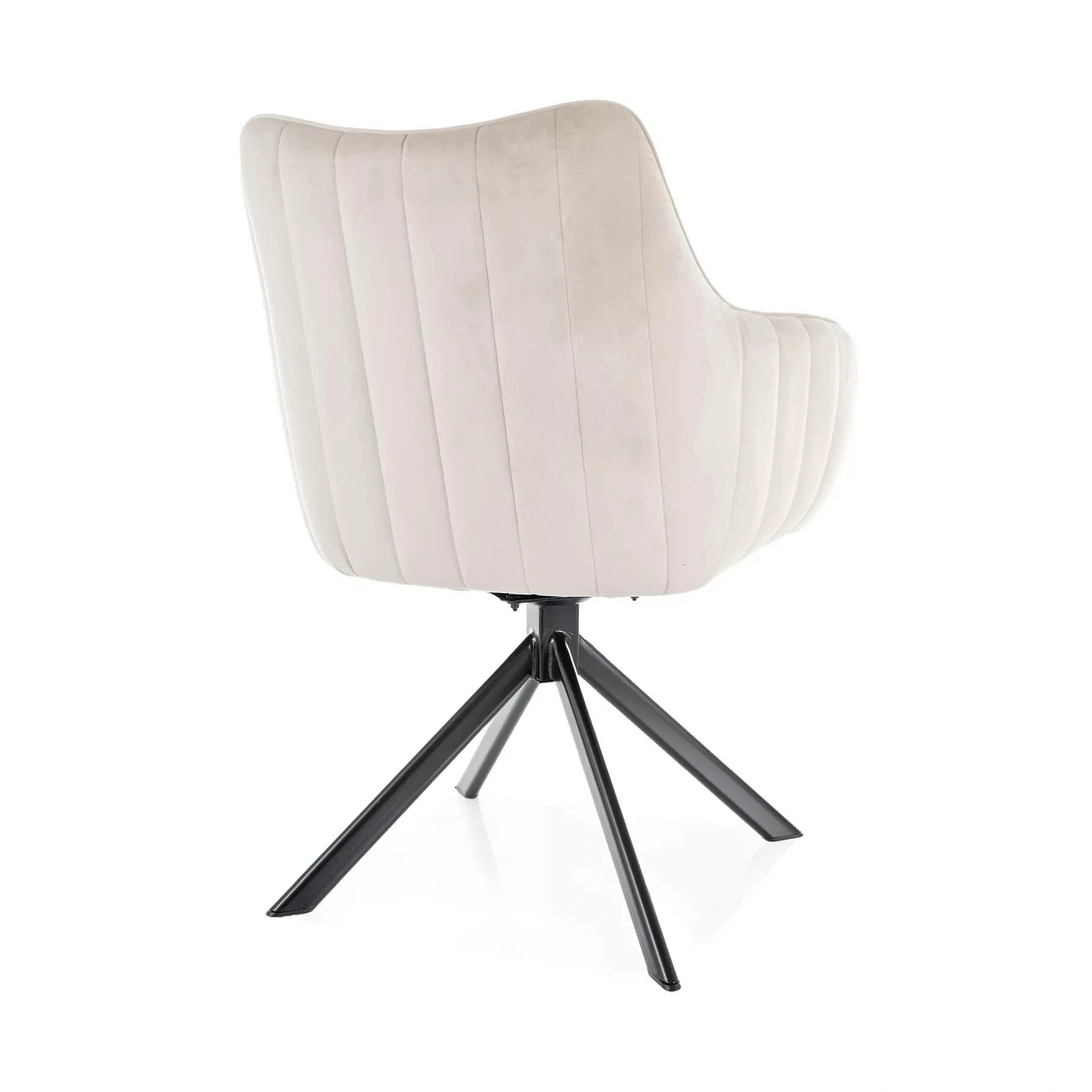 Scaun living rotativ AZALIA, bej deschis/negru, stofa catifelata/metal, 61x58x86 cm