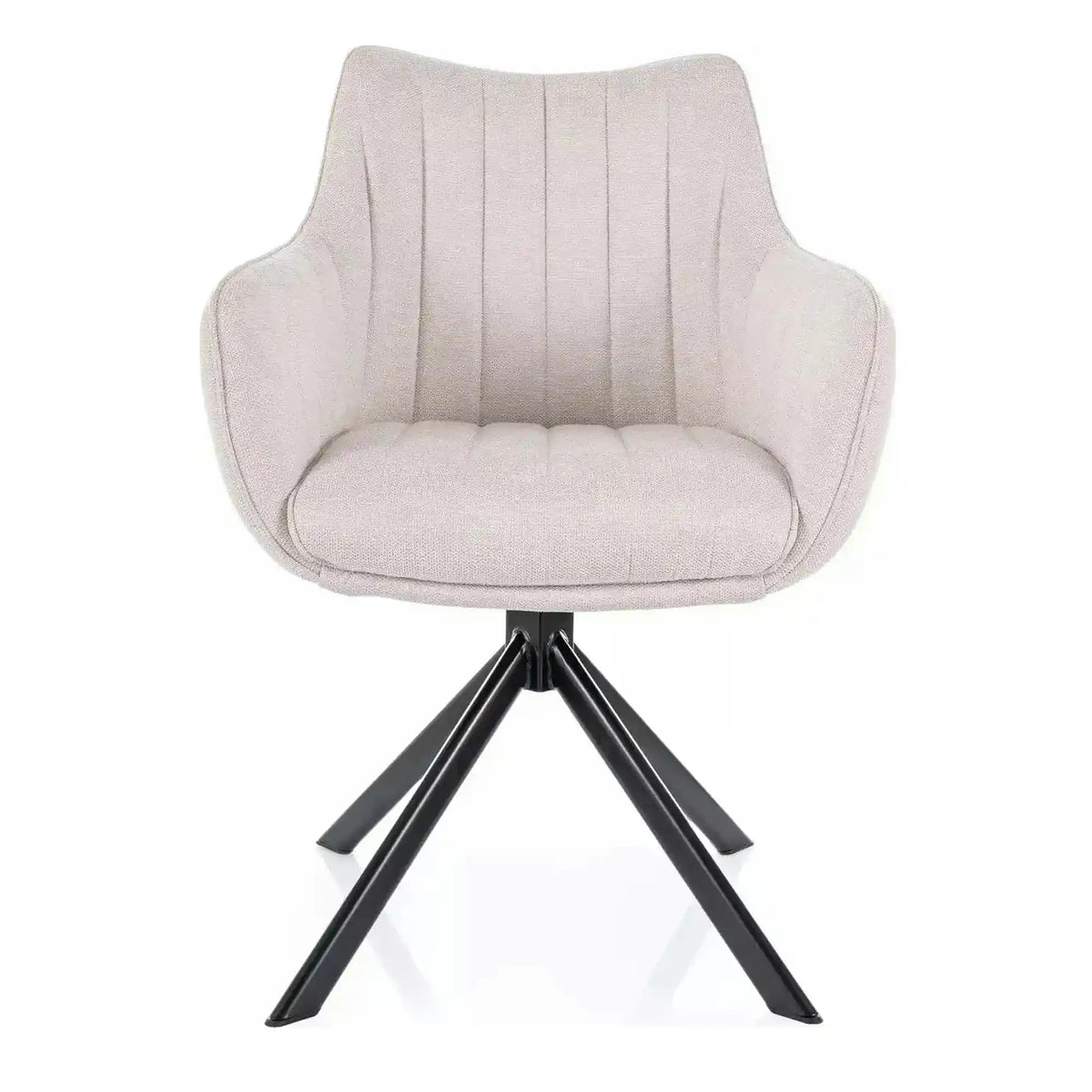 Scaun living rotativ AZALIA, bej deschis/negru, stofa clasica/metal, 61x58x86 cm