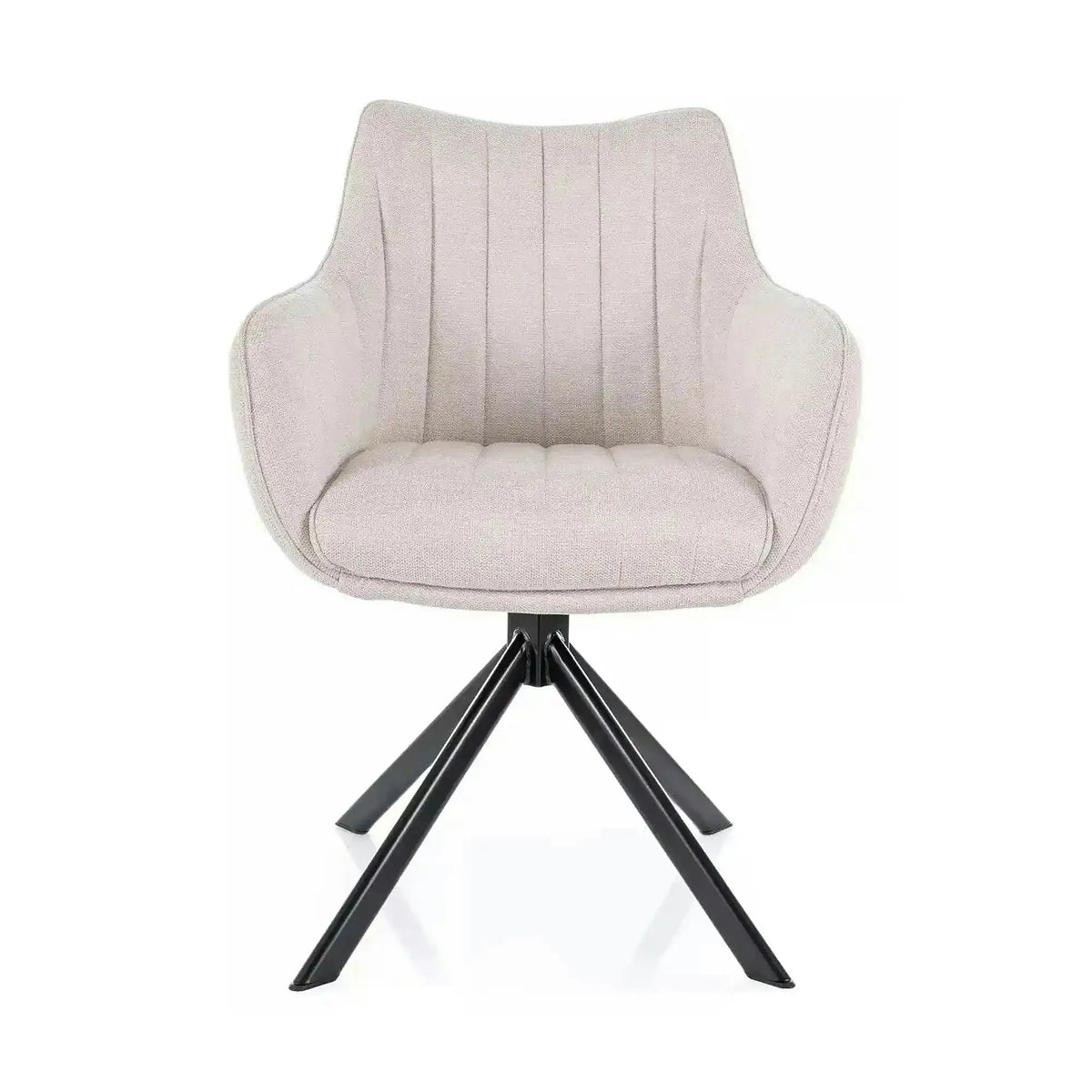 Scaun living rotativ AZALIA, bej deschis/negru, stofa clasica/metal, 61x58x86 cm