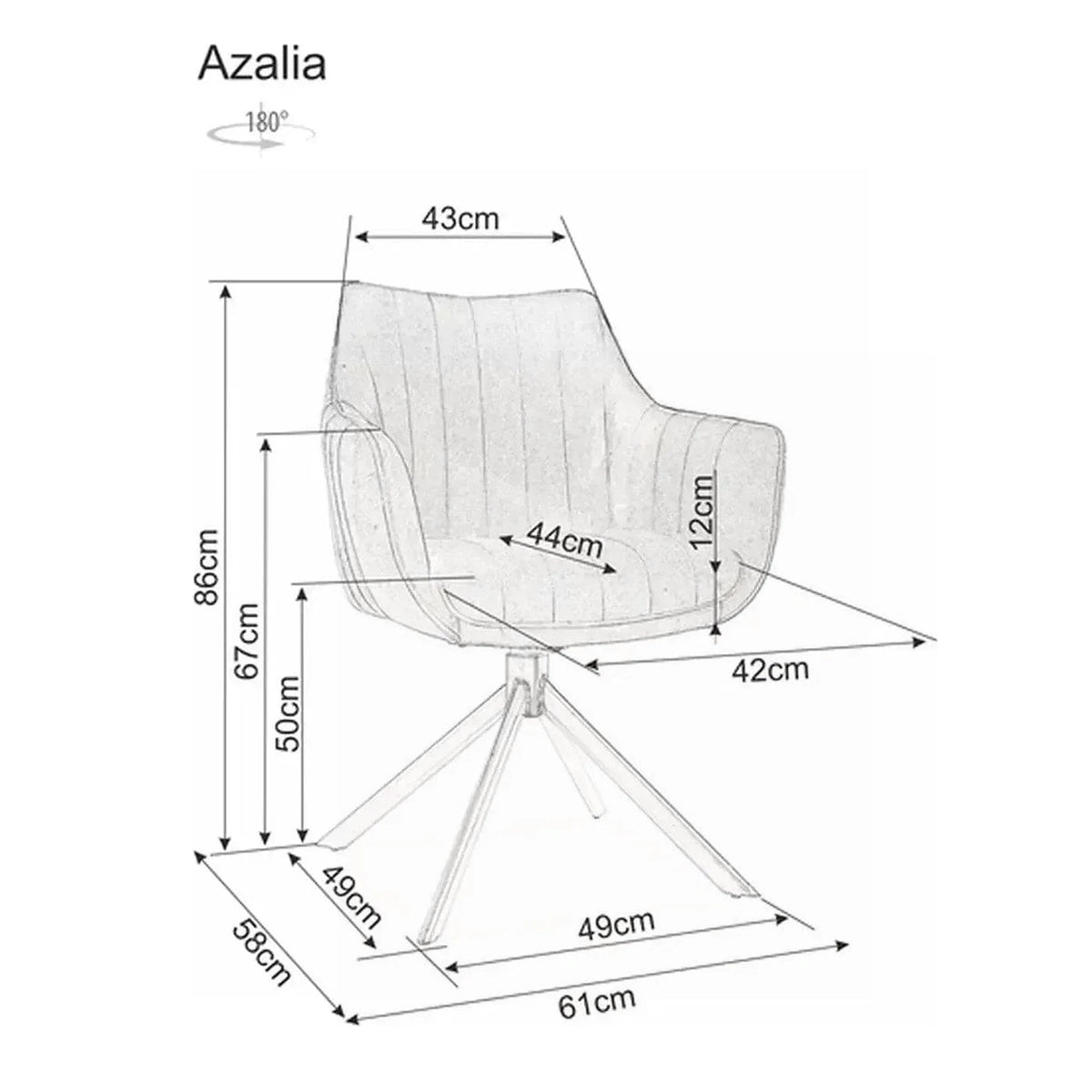 Scaun living rotativ AZALIA, bej deschis/negru, stofa clasica/metal, 61x58x86 cm