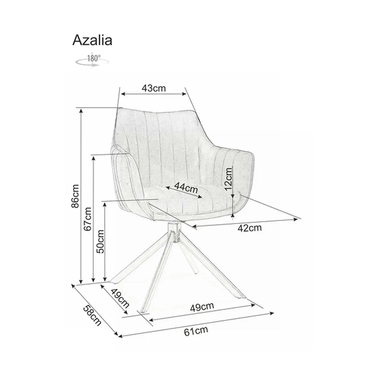 Scaun living rotativ AZALIA, bej deschis/negru, stofa clasica/metal, 61x58x86 cm