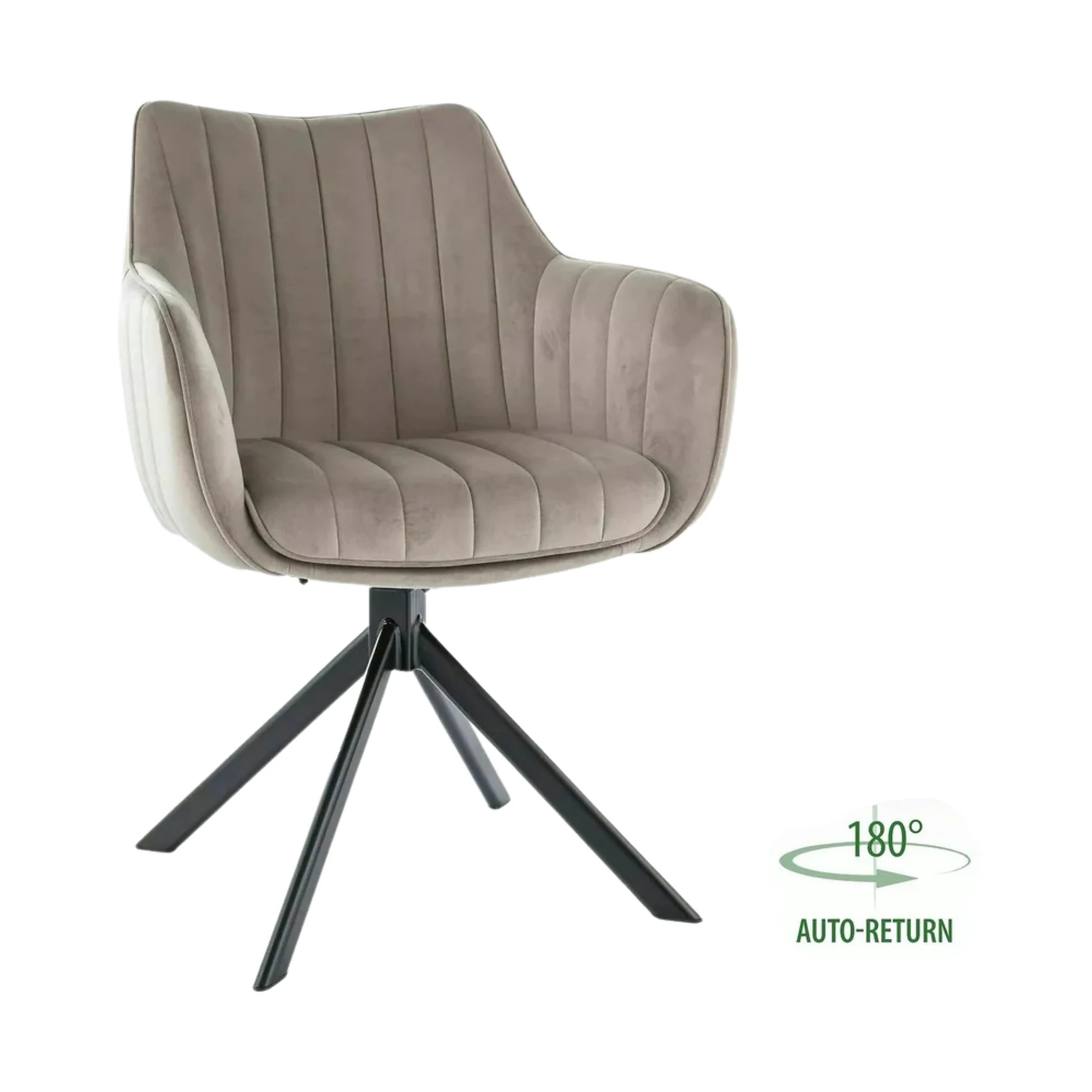 Scaun living rotativ AZALIA, bej inchis/negru, stofa catifelata/metal, 61x44x86 cm