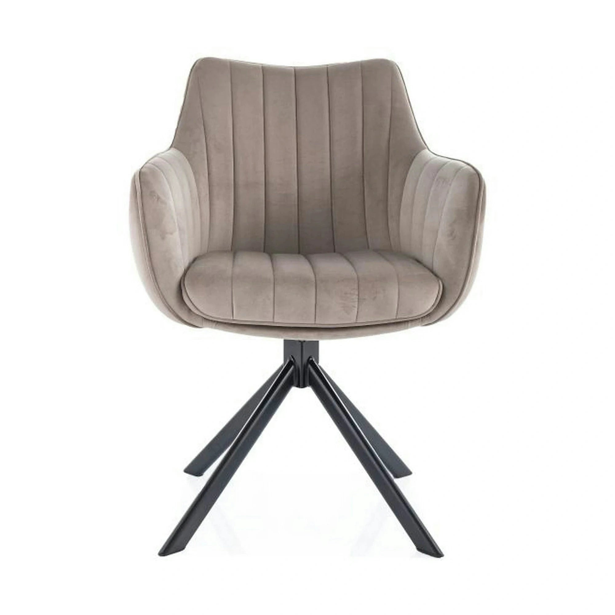Scaun living rotativ AZALIA, bej inchis/negru, stofa catifelata/metal, 61x58x86 cm