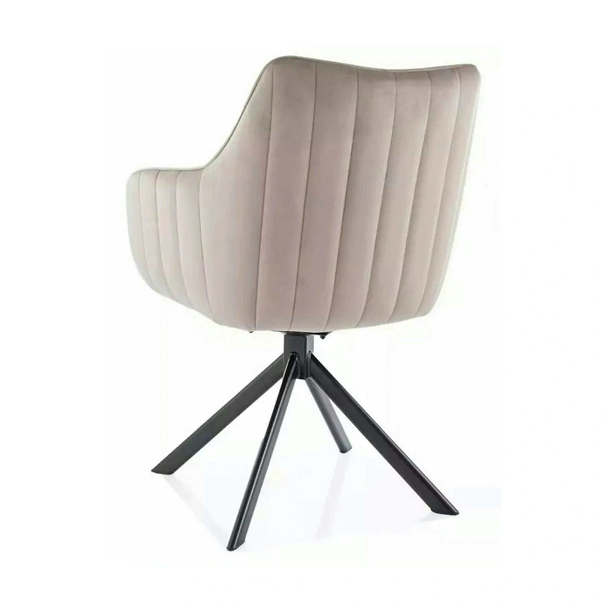 Scaun living rotativ AZALIA, bej inchis/negru, stofa catifelata/metal, 61x58x86 cm