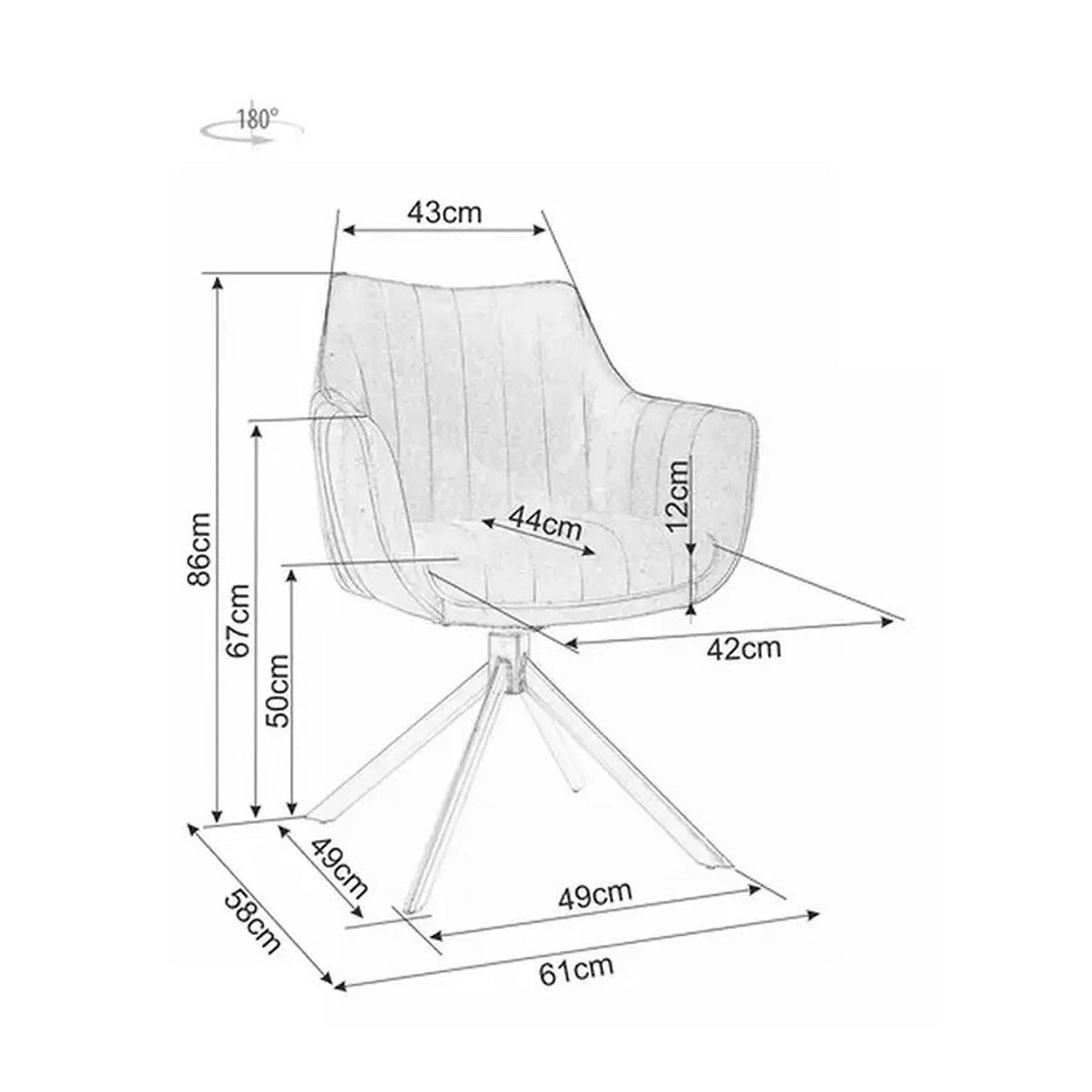 Scaun living rotativ AZALIA, bej inchis/negru, stofa catifelata/metal, 61x58x86 cm