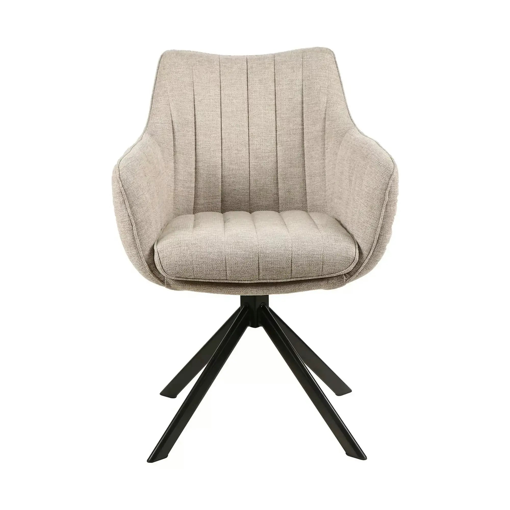 Scaun living rotativ AZALIA, bej/negru, stofa clasica/metal, 61x44x86 cm