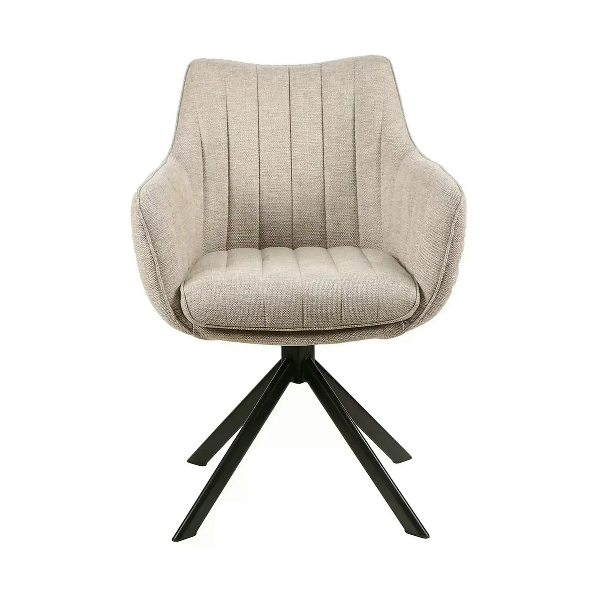 Scaun living rotativ AZALIA, bej/negru, stofa clasica/metal, 61x58x86 cm
