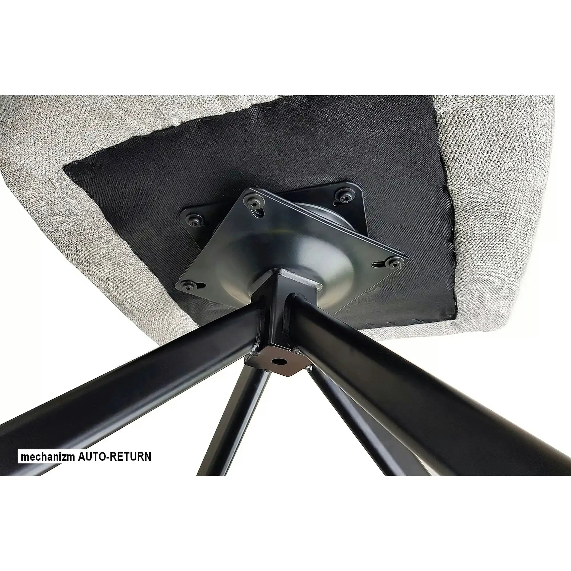 Scaun living rotativ AZALIA, bej/negru, stofa clasica/metal, 61x44x86 cm