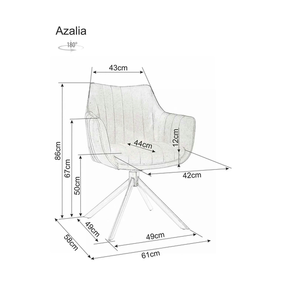 Scaun living rotativ AZALIA, bej/negru, stofa clasica/metal, 61x58x86 cm